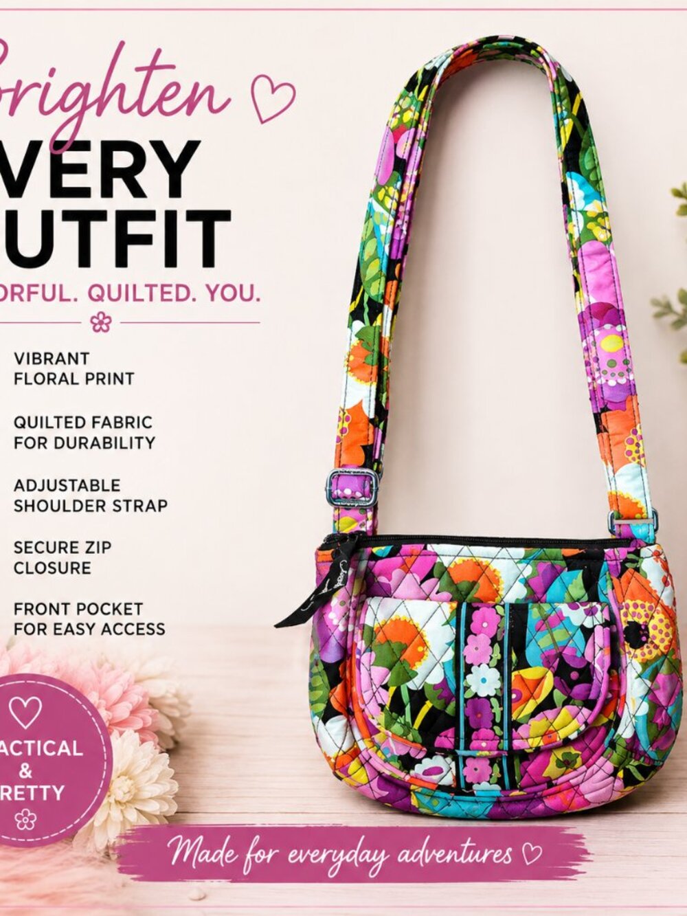Vera Bradley Va Va Bloom Mini Hipster Crossbody Purse Retired Floral Wallet Bag
